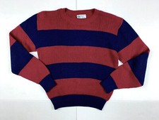 Windsor Shirt Co Sweater Size Large Long Sleeve Purple Navy Blue Made In USA