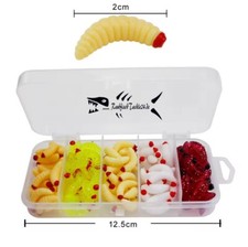 125x Artificial Bee Maggots BOX Set SINKING 4 Colours Trout Lures Fishing Lures