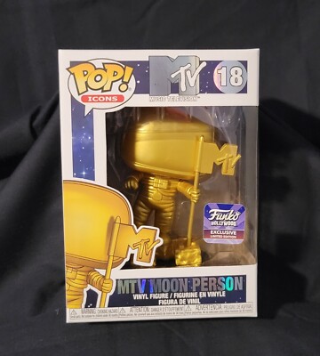 Funko Pop!  MTV- MTV Moon Person (Gold Metallic)  Funko Exclusive +Soft Protec..