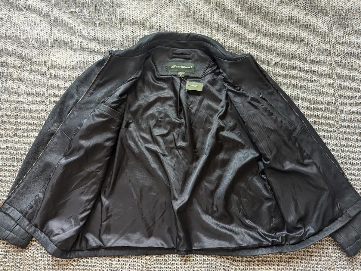 new EDDIE BAUER leather JOURNEYMAN motorcycle jacket XL black | eBay