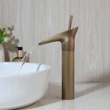 Antique Brass Bathroom Sink Faucets Single Handle Basin Mixer Taps Deck Mounted