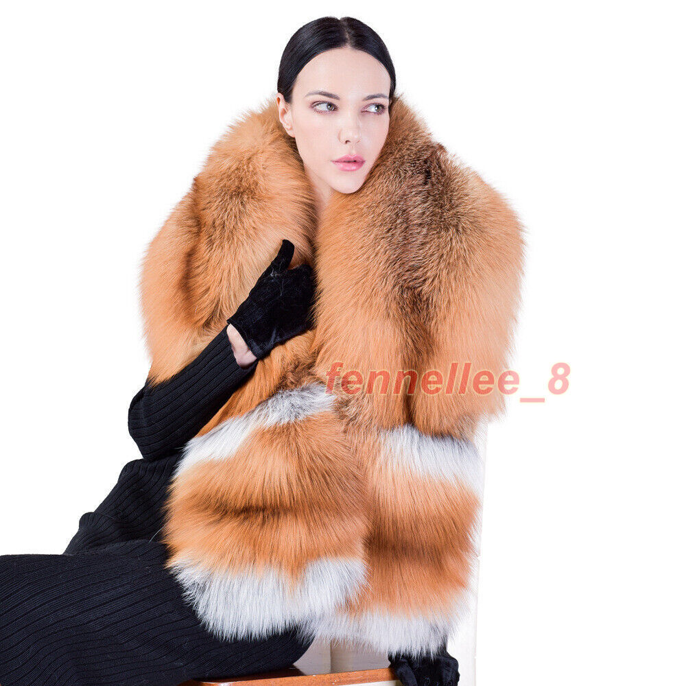 Handmade Women's Real Fox Fur Scarves Winter Warm Wraps