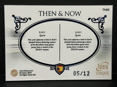 2023-24 Futera Unique Nostalgia Then & Now Xavi/ Gavi Dual