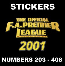 Merlin Premier League 2001 football stickers #203 to 408