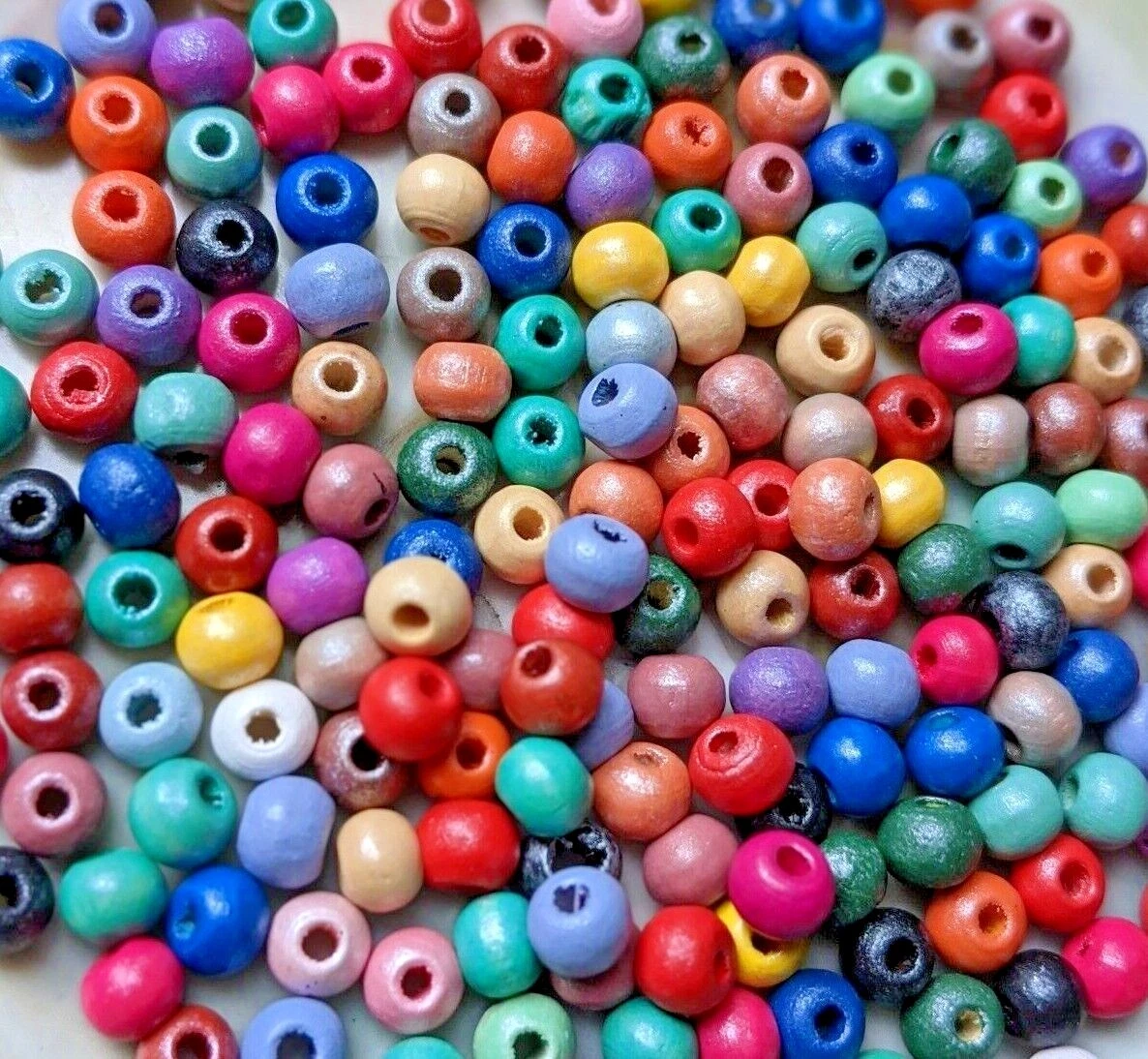 200 x Wood Beads Round, Dyed, Mixed Color, about 5~7mm Wooden Bead Ball  Spacer