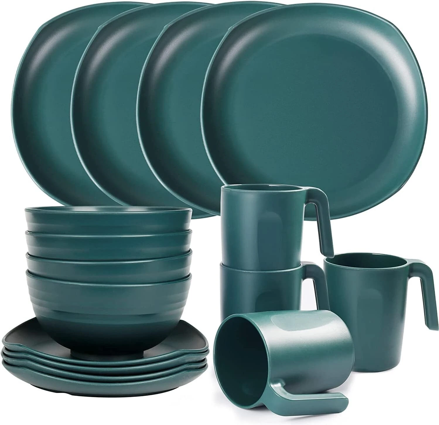 16 Piece Dinner Set Picnic Plates Bowls Mugs Microwave Safe Unbreakable Green
Opens in a new window