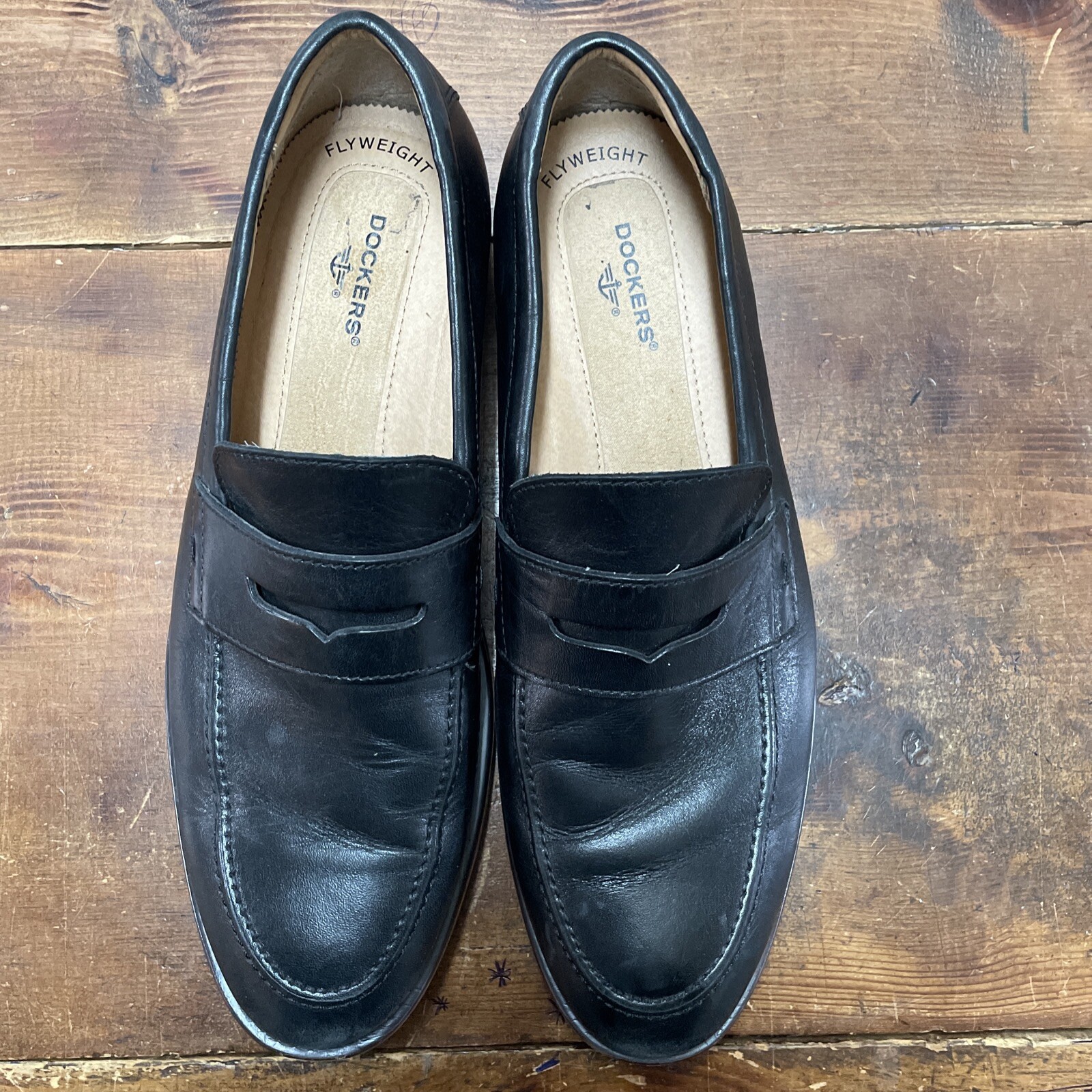 Dockers Mens Flyweight Slip-On Penny Loafers Size 10.5 M Black Dress Shoes