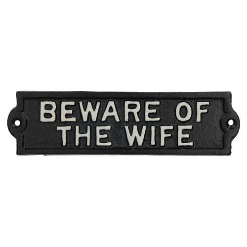 Beware Of The Wife Cast Iron Sign Plaque Garden Garage Wall House Door Post - Picture 2 of 3