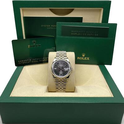 Rolex Datejust 36mm Jubilee Steel Grey Wimbledon Dial Automatic Watch 126200