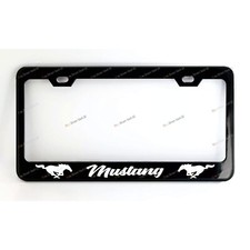 Mustang Custom Made Black Metal License Plate Frame Screw Caps Style 1