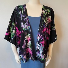 Woman's kimono multicolored on black O/S mid length