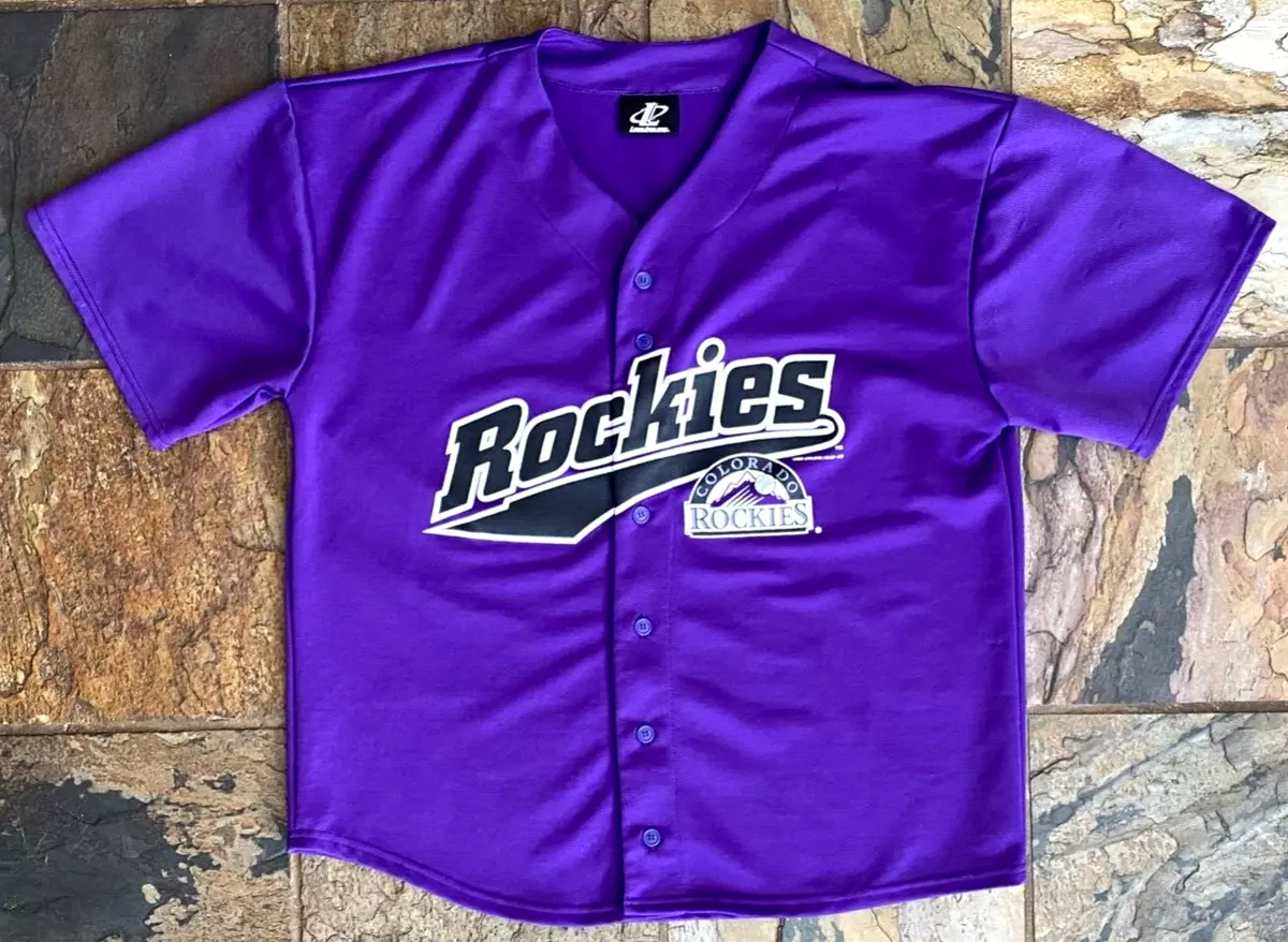 1999 Colorado Rockies Jersey-MLB Baseball Shirt-Purple-Button Up-XL-Logo 7