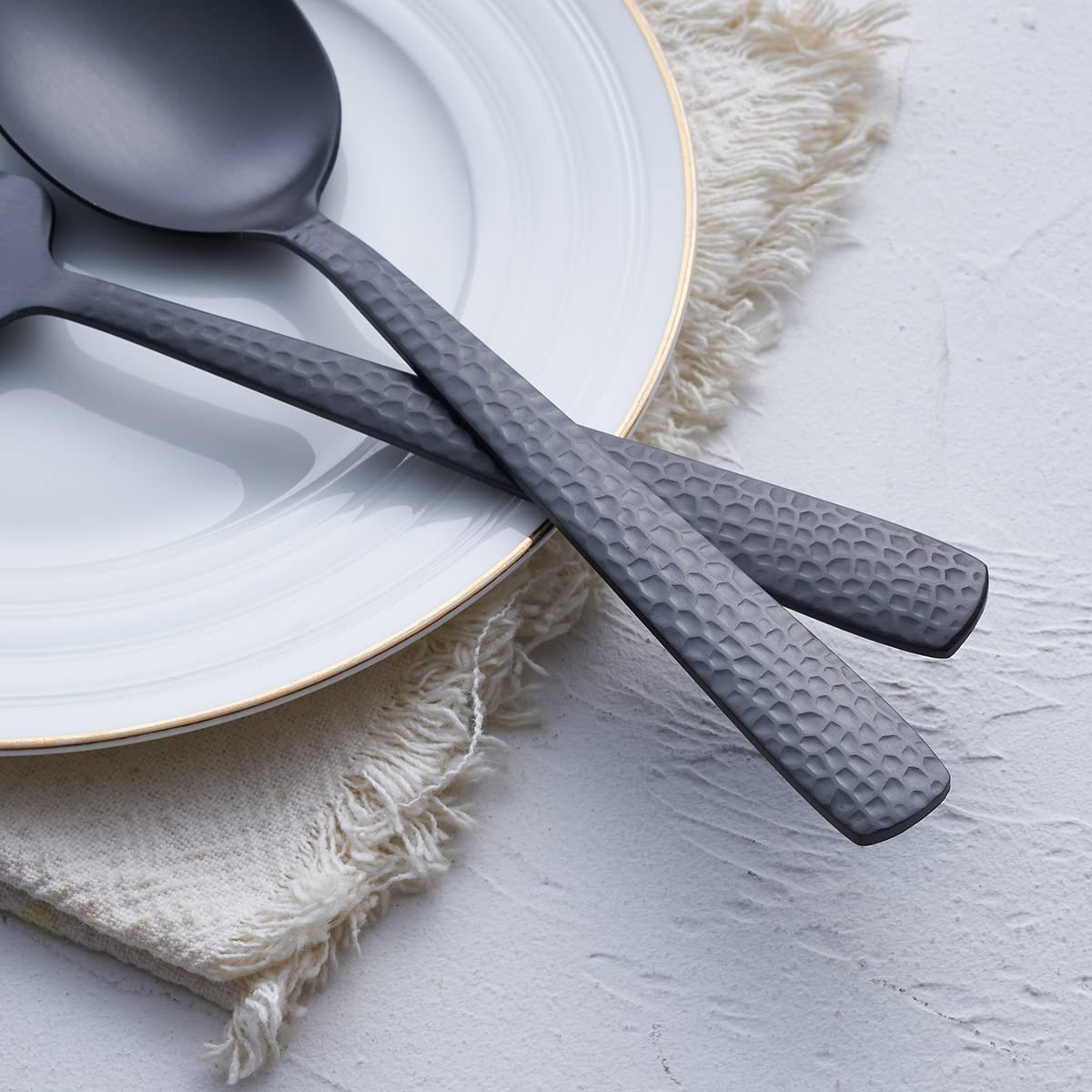 Matte Black Serving Utensil Set, 9.5Inch Stainless Steel Large Serving