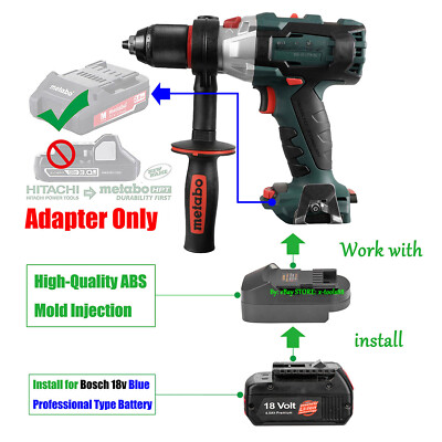 Adapter fits Older Metabo (Not HPT)18v Tool To for Bosch Blue 18v Li-Ion Battery
