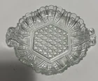 VTG Anchor Hocking AHC44 Clear Glass Dot & Cane 2-Handled 7.5” Candy/Nut Dish
