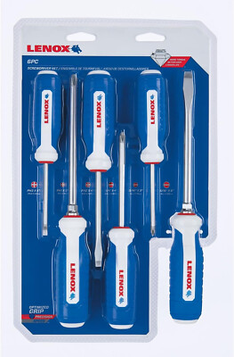 Lenox 6-Pc Screwdriver Set Phillips & Slotted Diamond Tip Optimized Grip