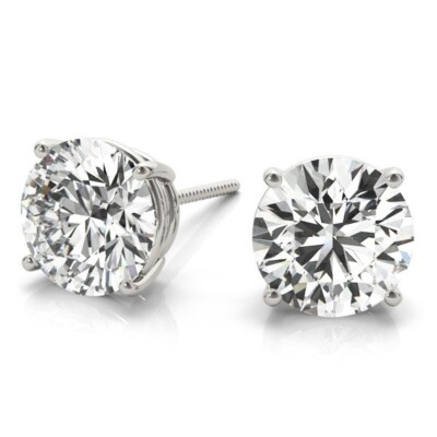 Stienhardt & Stones 1ct Round Lab Grown Diamond Stud Earrings - 14K White Gold