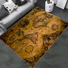 Old World Map, Retro World Map Rug, World Map Rug, Retro Map Rug