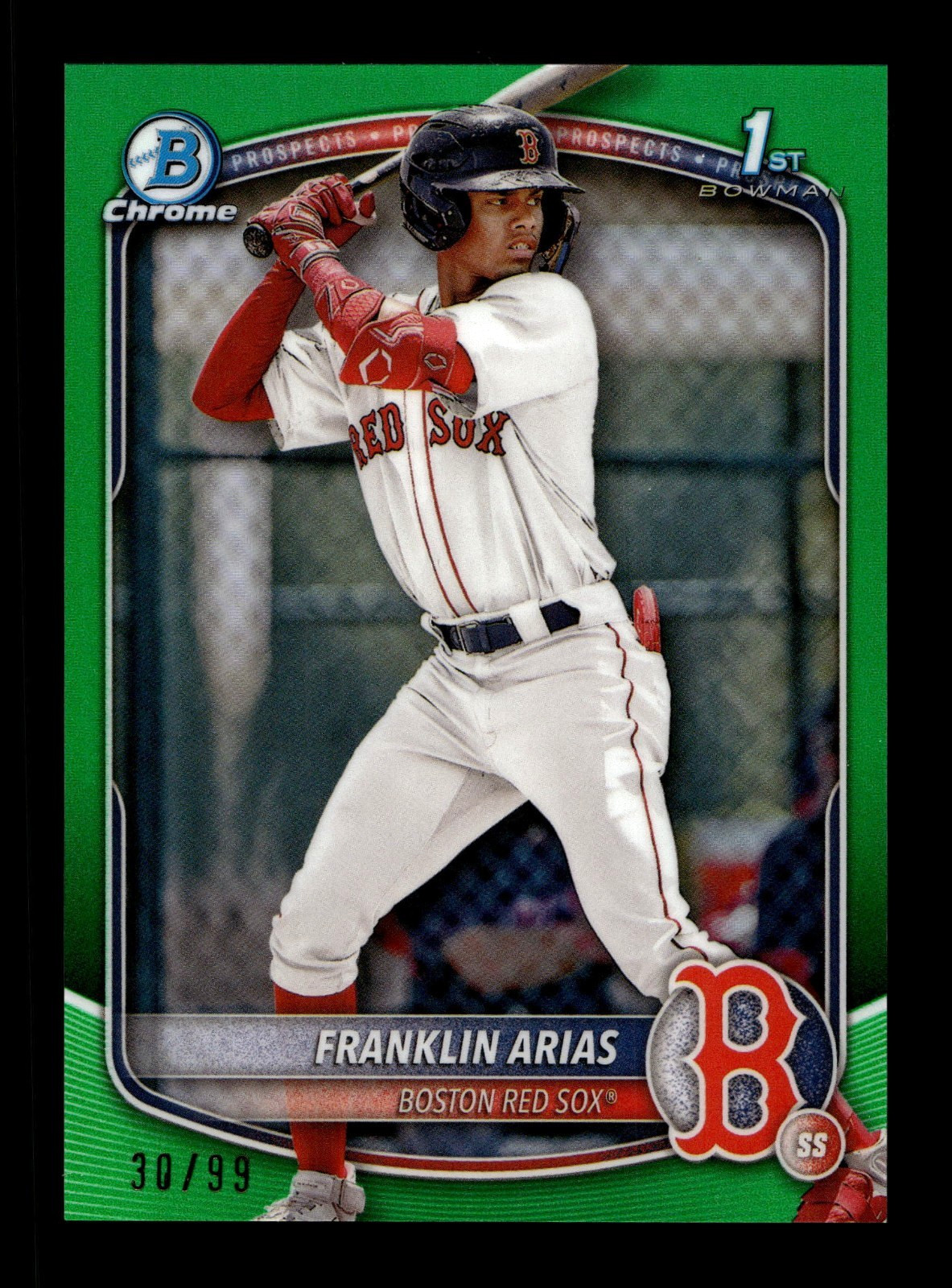 2025 Bowman Chrome 1st Green Refractor Franklin Arias RC Rookie 30/99 RED SOX