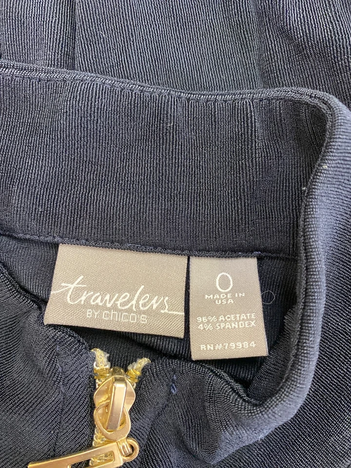 Chico’s Travelers Women’s Blue Sleeveless Full Zip Blouse - 0/US S - Image 3 of 3