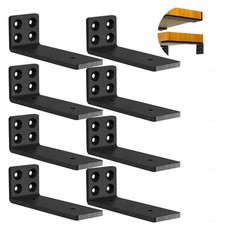 8 Pack 8 Inch Heavy Duty Hidden Black LShaped Floating Wall Shelf Brackets