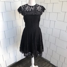 BB Dakota Rhianna Open Back Lace Detailed Sheer Yoke Fit & Flare Dress sz 2