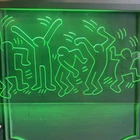 Vintage Kieth Haring Dancing Figures Neon Sign Wall Art