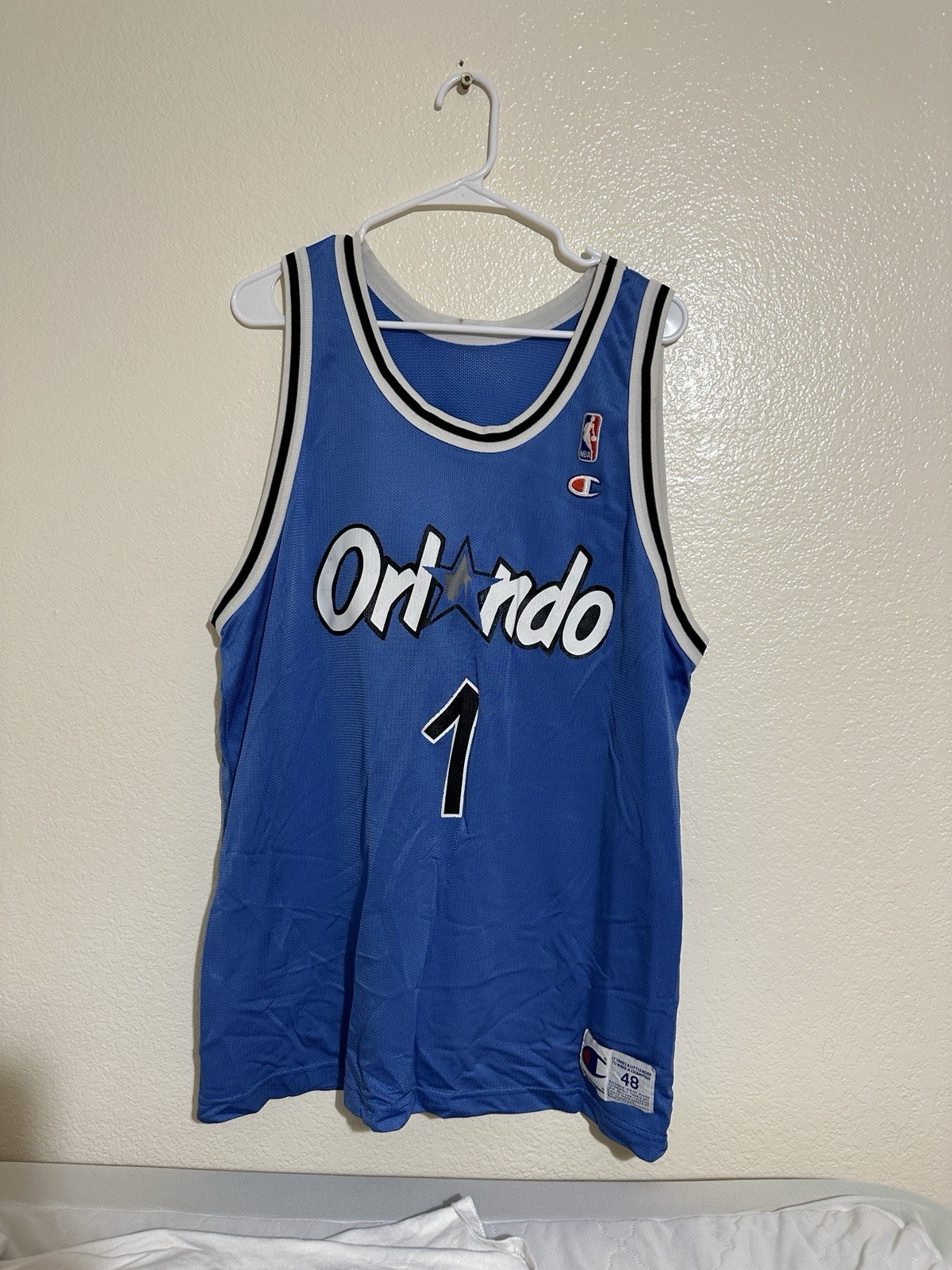 VTG PENNY HARDAWAY CHAMPION SIZE 48 ORLANDO MAGIC JERSEY NBA BASKETBALL BLUE 90s