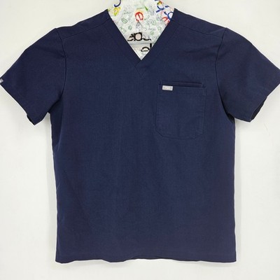 FIGS Scrub Top Mens Large Leon Blue Three Pocket Technical Nurses Uniforms