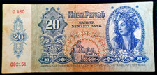 1941 HUNGARIAN MAGYAR-20 HUSZ PENGO-PAPER MONEY-BANK NOTE