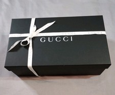 Gucci Empty Box 14.5x8x5 Black White Ribbon Tissue Cards