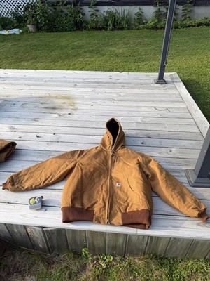 Carhartt J140 BRN Brown Insulated Jacket Quilted Lining Full Zip Men's W Hood XL