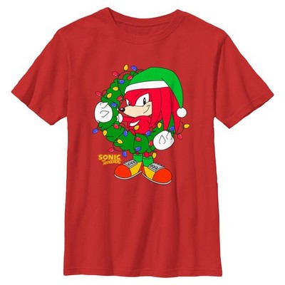 Boy's Sonic the Hedgehog Knuckle Christmas Wreath T-Shirt