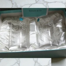 Tiffany & Co. Faceted Glass Pair Set Vintage New in Box 11cm Collectible