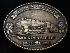 QA13109 VINTAGE 1985  RAILROAD SAVINGS  LOAN  RAILROAD COMMEMORATIVE BUCKLE