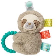 Mary Meyer Taggies Sensory Soft Rattle with Teether Ring, Molasses Sloth