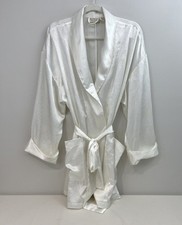 Victoria's Secret Vintage Gold Label Robe Satin White Sleeves Size M/L Cream