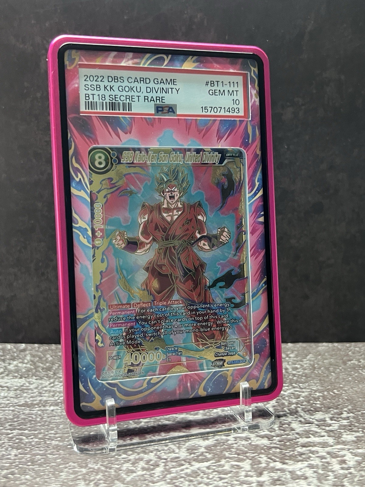 2022 Dragon Ball BT1-111 SCR SSB Kaio-Ken Son Goku United Divinity PSA 10 view 3