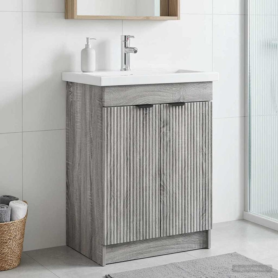 Armoire sous évier de salle de bain Bois d'ingénierie Meuble évier