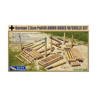 Gecko Model Historical Models 1:1  German 7.5cm PaK40 Ammo Boxes w/Shells  New