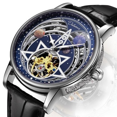 luxury Mens starry sky Dial Automatic Mechanical Watch Alloy Self-winding Gift
