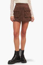 Flying Tomato Pocket Perfect Suede Skirt-Brown-Large