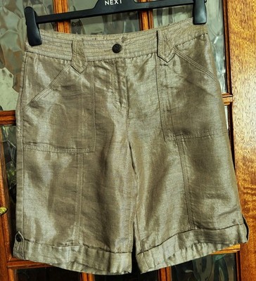 VGC Marks & Spencer PER UNA Brassy Bronze LINEN Mix ROMA RISE BERMUDA Shorts 12