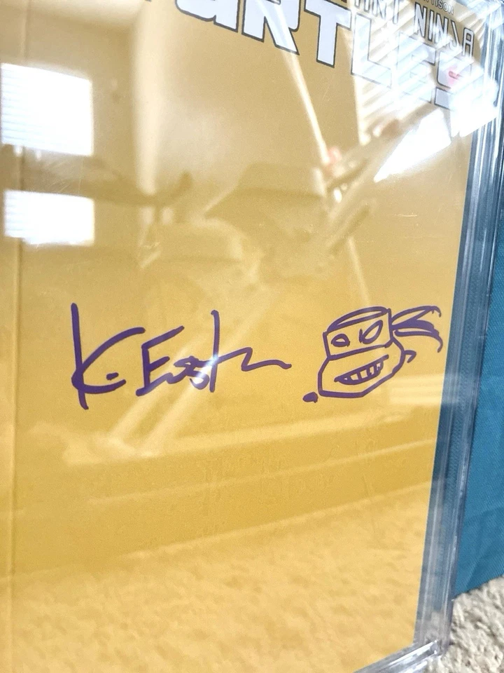 Cómic en blanco Ninja TURTLES 100 firmado y esbozado por Kevin Eastman CGC SS 9,8 Tmnt Foto 3 de 4
