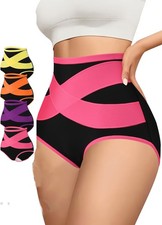  4pcs Women High Waisted Tummy Control Shaping Panties Cross Waistband Breathabl
