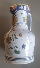 PICHET CERAMIQUE FAIT MAIN - SIGNE - VINTAGE - VIEUX ROUEN - 12.5*8CM