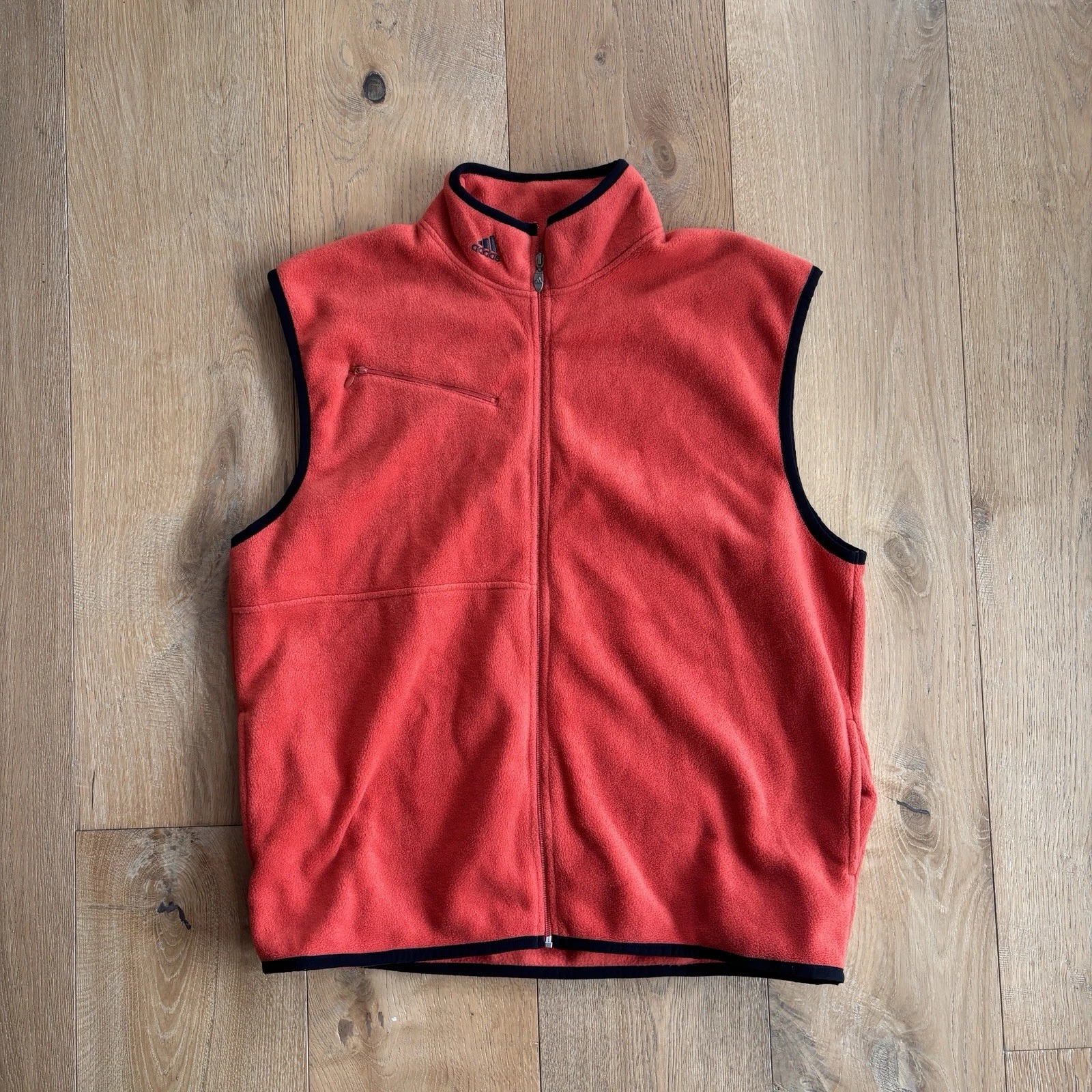 Vintage Adidas Vest Mens XL Orange Fleece Sherpa Soft Hiking Outdoors Soccer