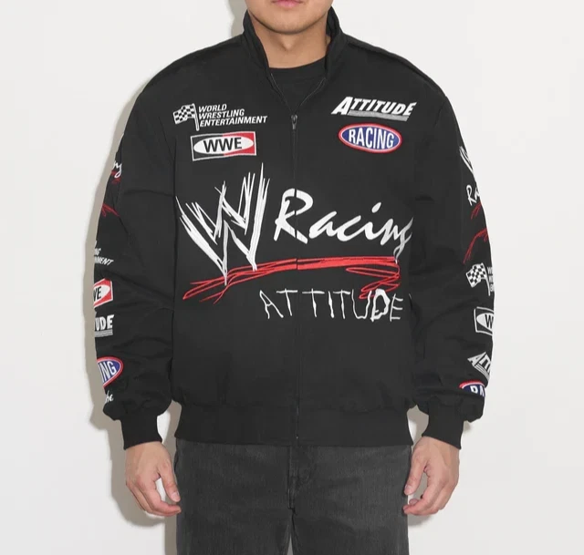 Men’s WWE Chalk Line Racing Attitude Jacket Black Lightweight Full-Zip Jacket