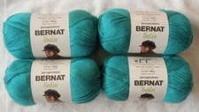 BERNAT Satin Yarn Aqua Lot 4 Skeins Acrylic 3.5 oz