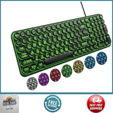 Large Print Backlit USB Keyboard   7-Color Quiet Retro Typewriter Style